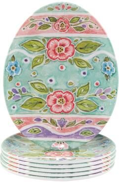 "Certified International Joy Of Easter Melamine Egg Plates, Set of 6 - 10"" x 7.75"""