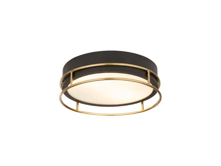 Dimmbare Design Decken- und Badlampe „Phoenix“ Ø 30 cm Gold, Schwarz Searchlight