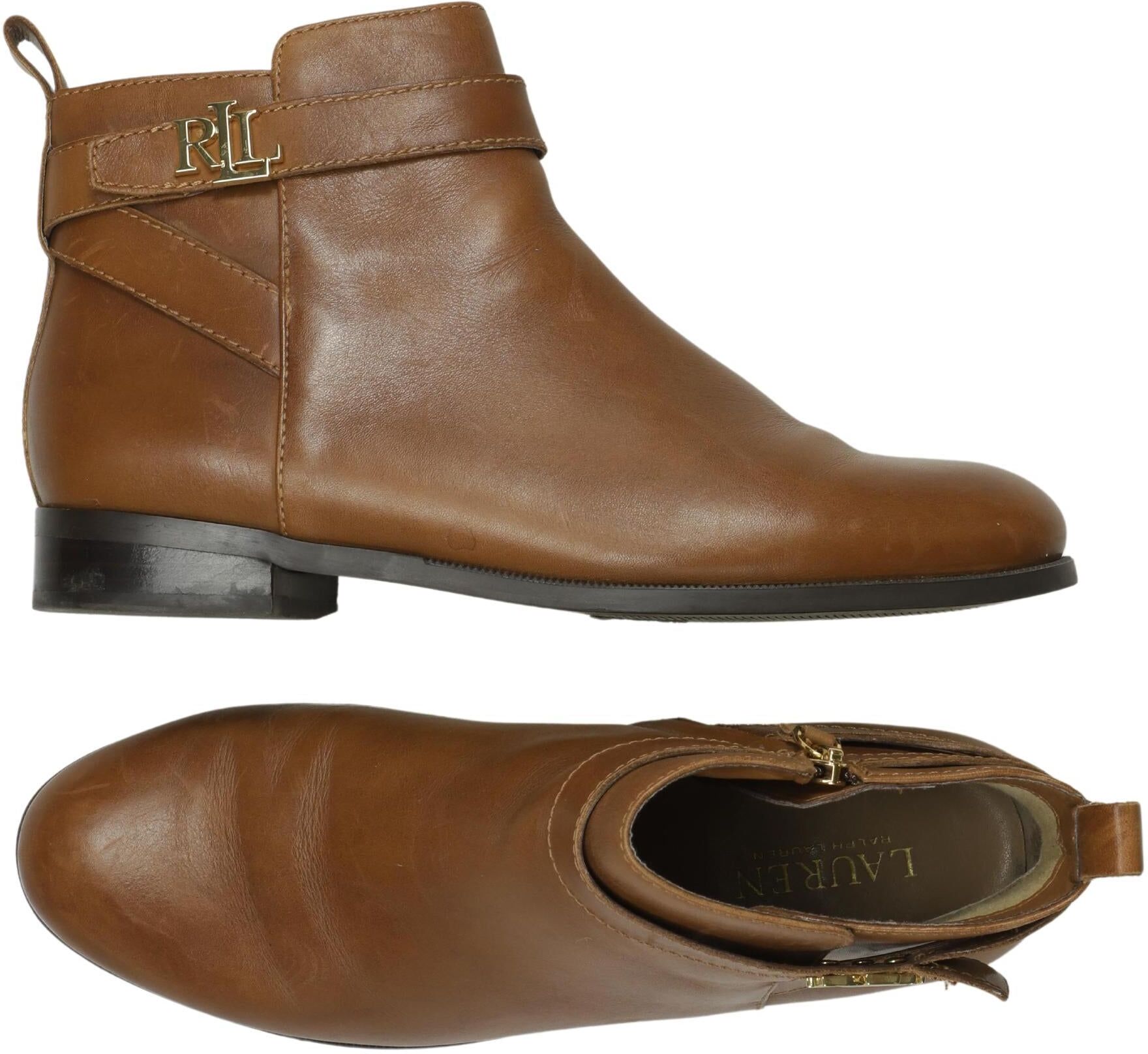 Lauren Ralph Lauren Damen Stiefelette, Braun, Gr. EU 40,5 (US 9), Leder - Second Hand