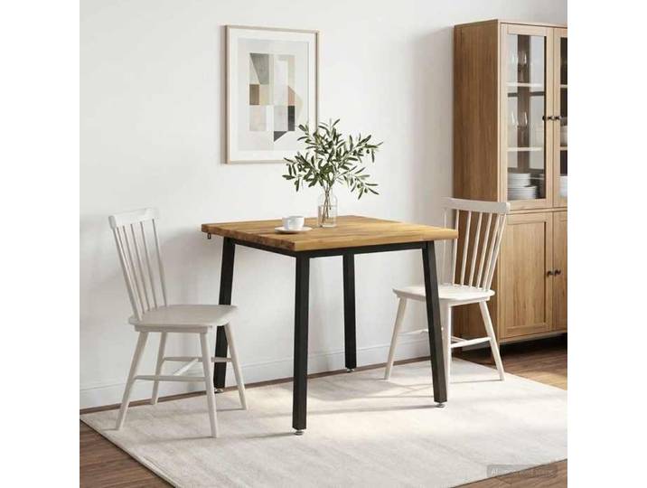 Moderne 70x70x75 cm - Bois d'Acacia Massif - Blanc et noir - Carré - Table de salon 2/4 personnes @FR 2223