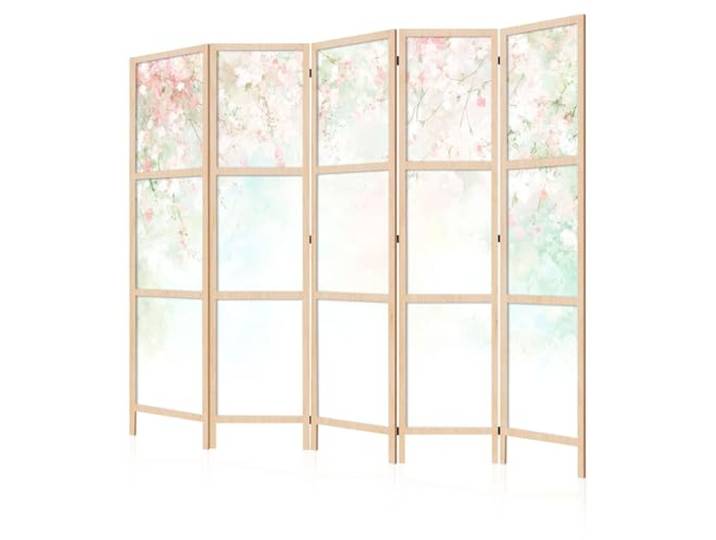 LUMASOUL Japanische Trennwand Paravent Raumteiler 225x172 cm Blumen 5 teilig Dekorativ, Shoji-Stil, faltbar, freistehend, als Sichtschutz für Wohnräume Kirschblüten Aquarell Sakura Blumenmotiv