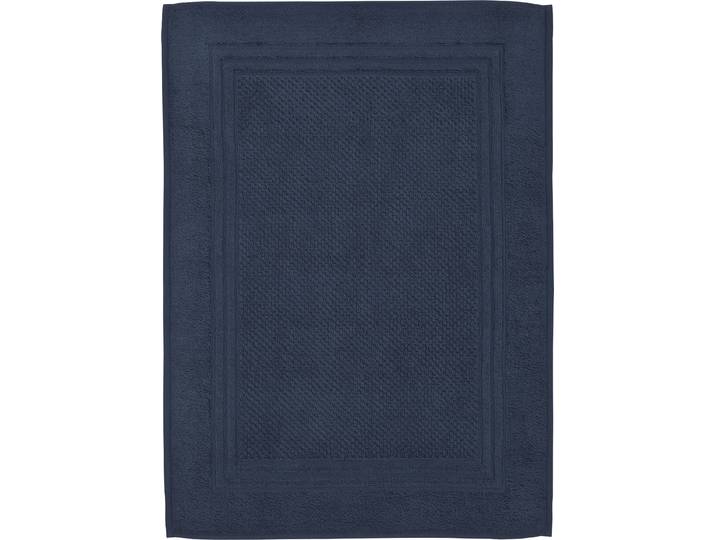 Duschmatte ROSS Unifond , blau (nachtblau), H:1mm, Baumwolle, Badematten, Duschmatte, Uni mit Bordüre, Badezimmerteppich, waschbar