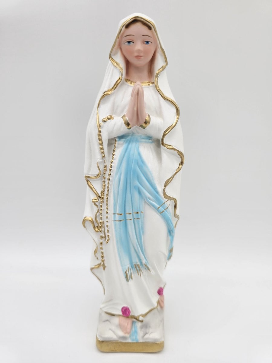 Handgeschilderd gips beeld Maria van Lourdes, 20 cm