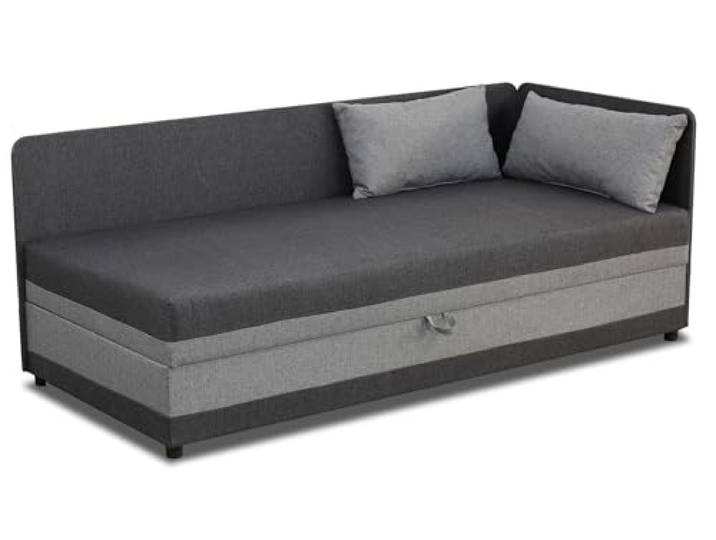 bonni24 Hirek EKO Einzelbett 80 × 200 cm mit Matratze und Bettkasten, gepolstertes Jugendbett mit Öffnungsmechanismus, Graphitgrau/Grau
