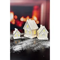 Lichthaus Cascata mit Schnee 10cm LED cremeweiß