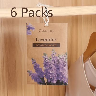 Inspire Curations 6 Pack Aromatherapy Scented Sachet Set Long Lasting Scented Sachets For Closet, Drawer & Car Freshening 6 Packs Lavender