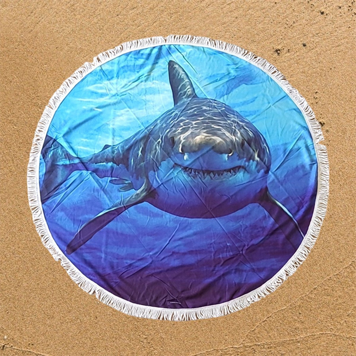 The Coloured House Haai Rond Strandlaken Great White Shark 150 cm