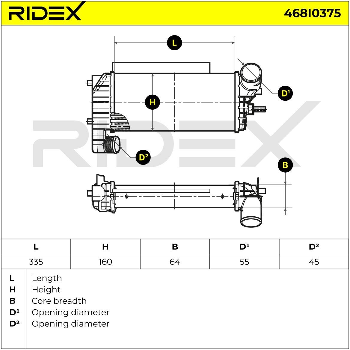 RIDEX 468I0375 Intercooler