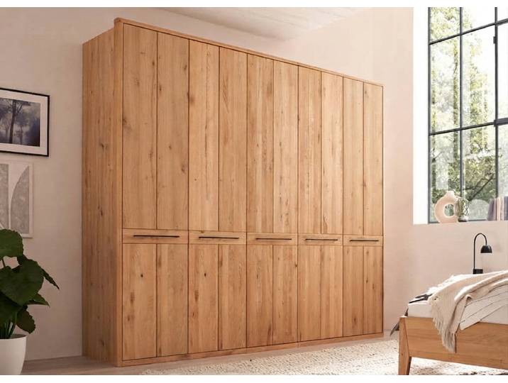 Kleiderschrank 5-trg. 256cm 'Ancona' Wildeiche teilmassiv Holztüren