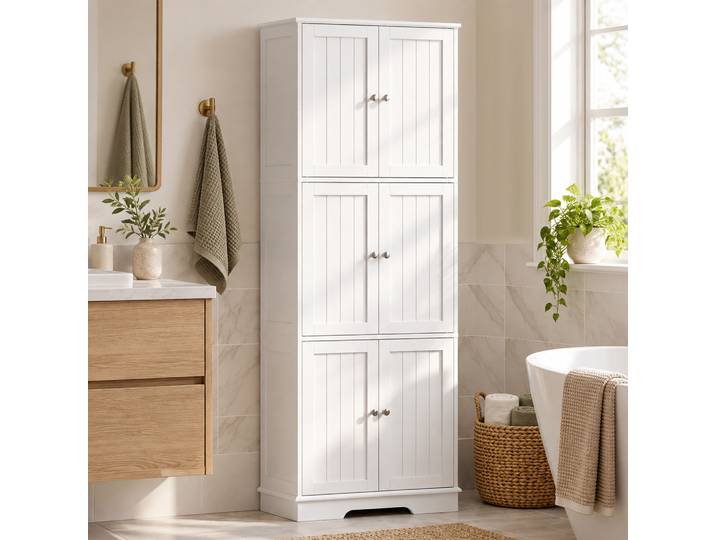 HOMCOM Colonne Salle de Bain 3 Armoires Étagères 60x30x160cm Blanc