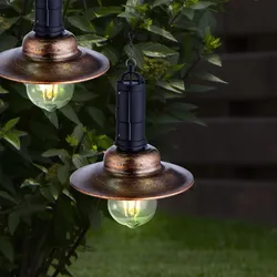 2er Set LED Solar Decken Pendel Lampen Landhaus Stil Terrassen Garten Außen Hänge Leuchten