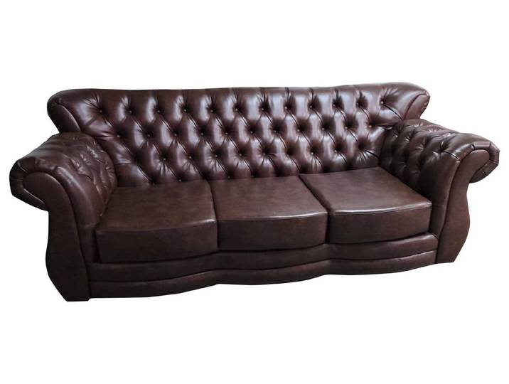 JVmoebel Chesterfield-Sofa Braunes Ledersofa im Chesterfield-Stil, Made in Europa