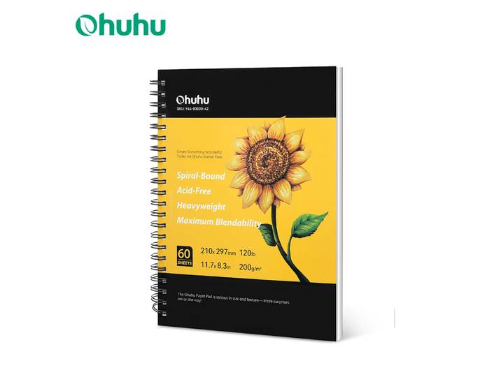 Ohuhu – bloc marqueur à spirale pour marqueurs à alcool, carnet de croquis artistique, bloc de papier aquarelle, carnet de dessin pour marqueurs, cadeau scolaire