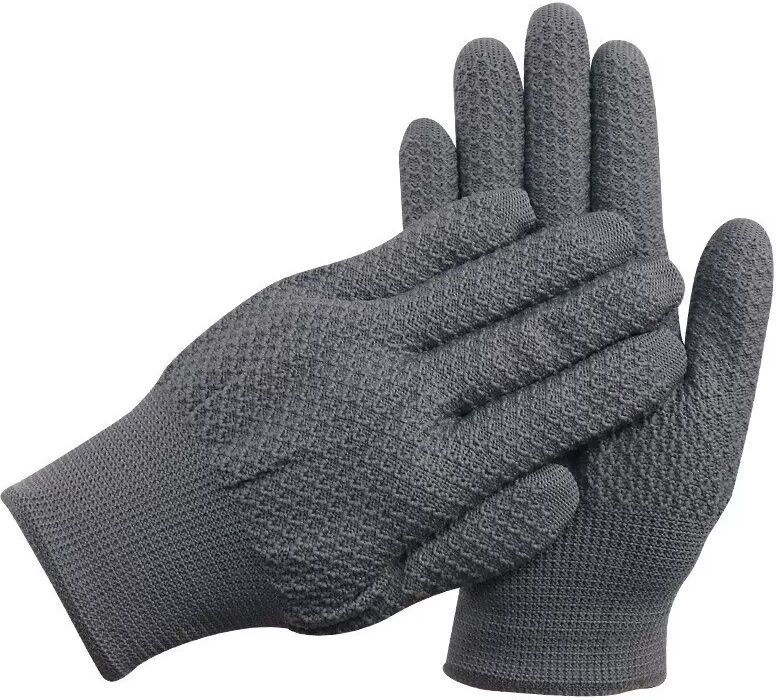 INF Gants en nylon gris à motif ananas (12 paires) - Gants de travail tricotés, antidérapants et confortables