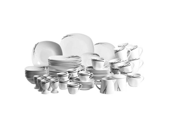 Mäser Kombiservice, Schwarz, Weiss, Keramik, 62-teilig, 190 ml,190 ml,90 ml,330 ml,14,5 ml, Geschirr, Geschirr-Sets, Kombiservice