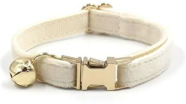 Uplift Essentials Luxury Personalized Velvet Cat Collar With Custom ID Tag white l