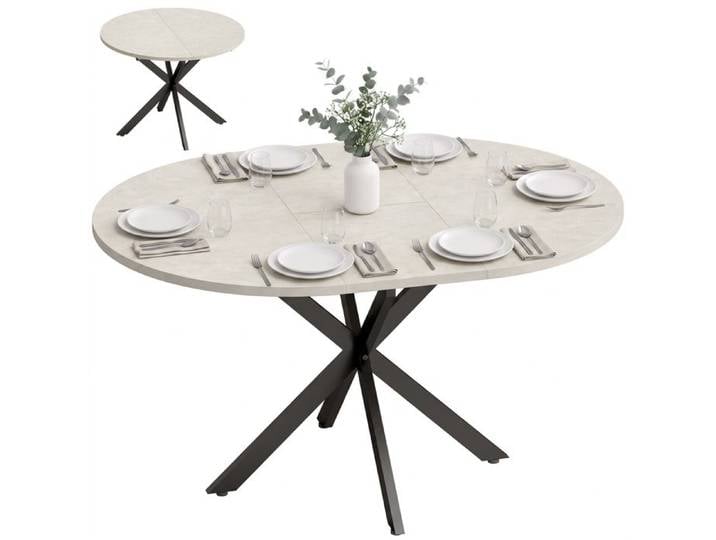Table à manger - Table à manger ronde - Table ronde salle à manger - Coloris gris - Extensible - Pour les repas en salle à manger