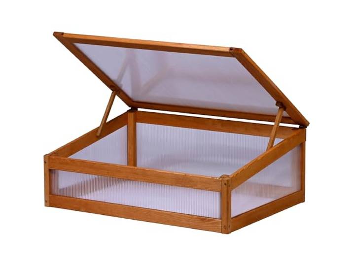 dobar® Frühbeetaufsatz aus Holz für Hochbeet Kubus 2.0 - Frühbeetkasten für Garten - 76 x 56 x 20 cm - Braun