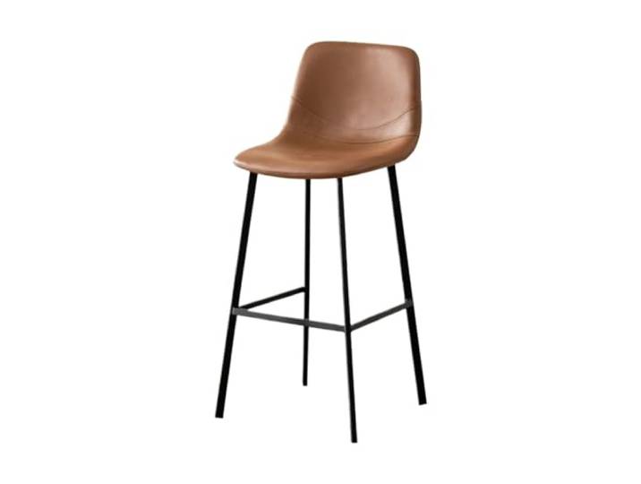 VNCdfhETs Barstuhl Hoher Barhocker Aus Leder Mit Rückenlehne, Einfache Heimstühle Barhocker(Brown)