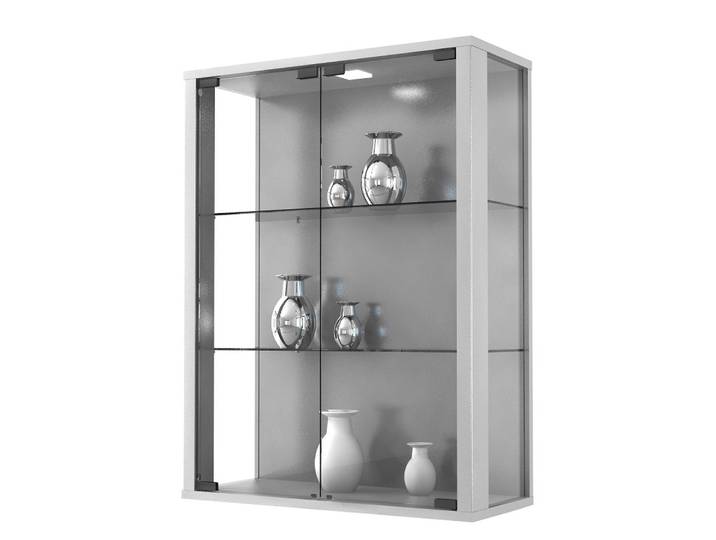 Vitrine murale Udina 60 x 80 x 25cm Avec éclairage Argenté/Argenté