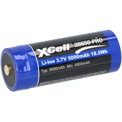 2x XCell 26650 Li-Ion Akku 3,7V 5000mAh mit PCB-Schutz