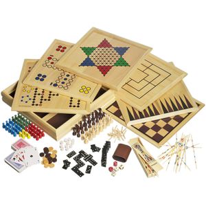 Philos Brettspiel 3102, Spielesammlung 100 Spiele, ab 6 Jahre, in Holzkassette, ab 1 Spieler