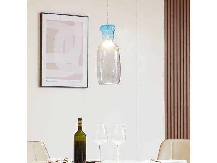 Glas Hängeleuchte Fay Lucande, alu / grau / zink, für Küche, Glas, Junges Wohnen
