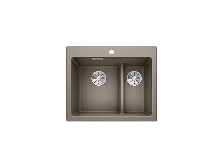 BLANCO PLEON 6 Split Granitspüle aus SILGRANIT tartufo Einbau von Oben [61,5x51x23,2 cm] für 60 cm breite Unterschränke Split-Konzept ohne Ablauffernbedienung Hauptbecken links
