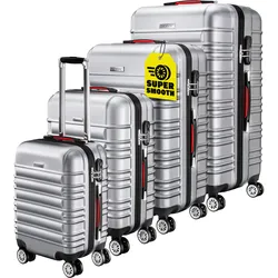 Hartschalenkoffer Set 4tlg Rollen 360o Silber ABS