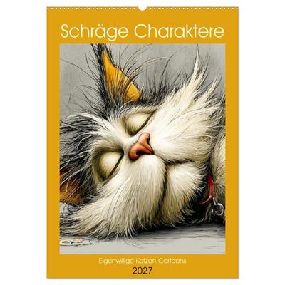 Schräge Charaktere. Eigenwillige Katzen-Cartoons (Wandkalender 2027 DIN A2 hoch), CALVENDO Monatskalender