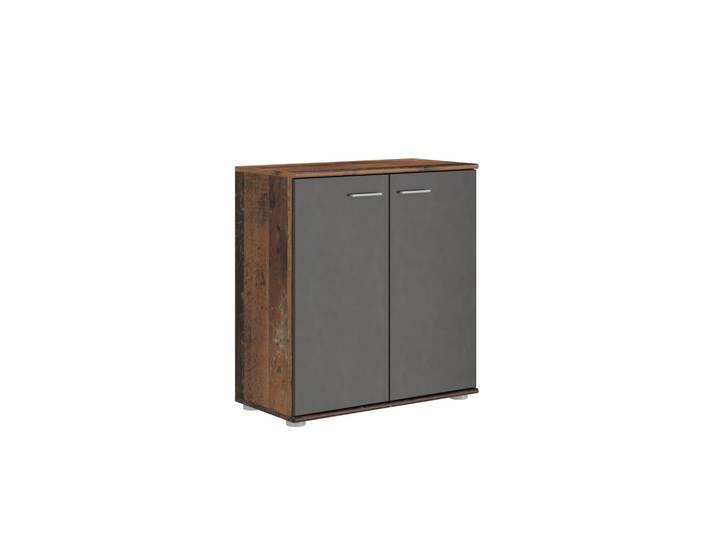 Masseno Kommode MICHELE 71 cm Sideboard und 2 Türen für Wohnzimmer Schlafzimmer Modern 71x35x75 cm Braun / Hellgrau