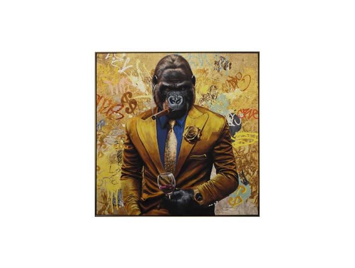 Handbemaltes, gerahmtes Bild „Gentleman Style“ 102.5 x 102.5 cm Multicolor Crea Collection