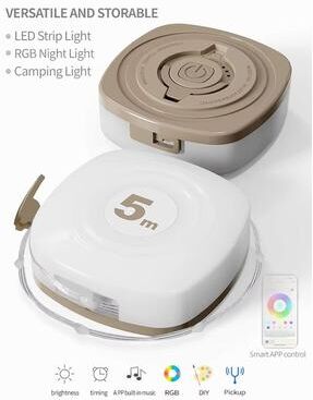 Inspired Finds Bingo Rechargeable Waterproof RGB Camping String Lights With Smart App Control khaki