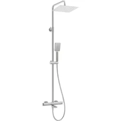 Neuesbad Duschsystem mit Thermostat Wannenarmatur, edelstahl gebürstet NB1DENAC_F1HT1