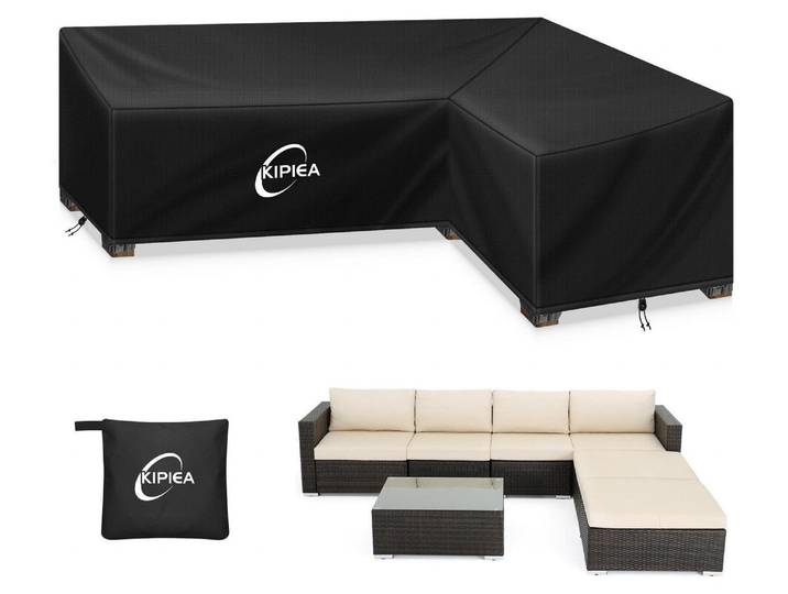 Abdeckung Loungemöbel L-Form Wasserdicht 305x229x85cm 500D Oxford UV-Beständig Winddicht