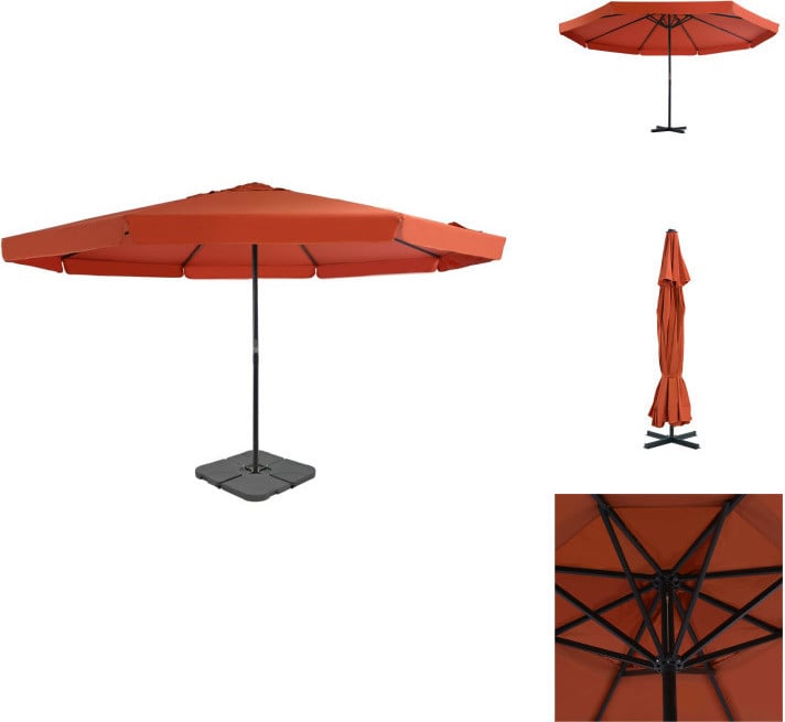 vidaXL Parasol met parasolvoet, terracotta-rood