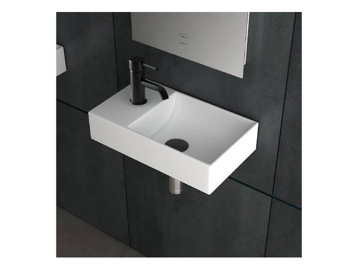 Alpenberger Waschbecken Kleines Bad Spülbecken - Gäste WC Waschbecken aus Keramik (1-tlg., Wash Basin Modern & Platzsparend), Miniwaschbecken - Eckige Waschschale in Weiß
