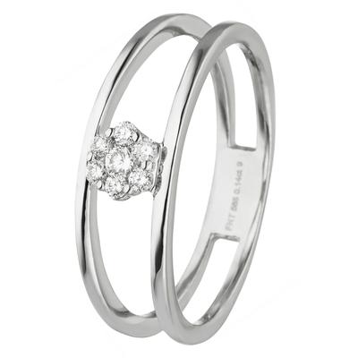 Diamantring JOBO "Ring Weißgoldring" Gr. 56, silber (weißgold 585), Fingerringe, Damen, 56, SI = kleine Einschlüsse, Diamanten Weißgold 585, Diamanten, Weißgold 585, Diamantring, 585 Weißgold mit 7 Diamanten
