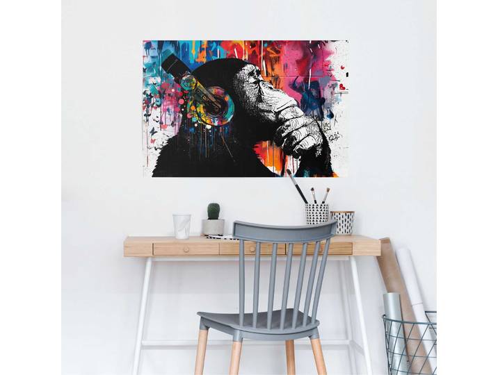 Affiche Chimpanzé graffiti Papier Multicolore 61 x 92 x 0cm