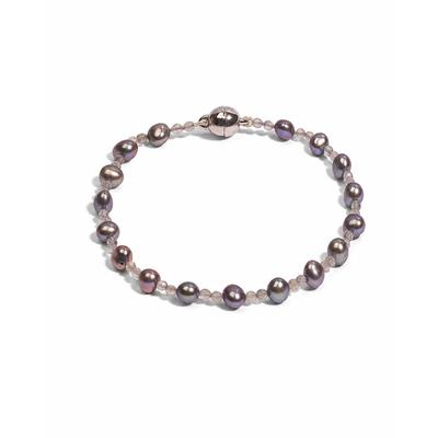 Perlenarmband DI PERLE, lila (anthrazit), Armbänder, Damen, diperle_19, Perlen Silber 925 (Sterlingsilber), Perlen, Silber 925 (Sterlingsilber), Perlenarmband