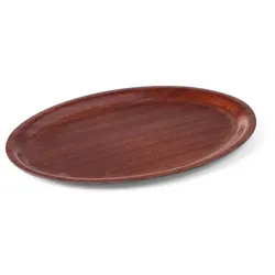 48x Serviertablett in Holzoptik,oval,AmerBox,Mahagoni,290x210mm