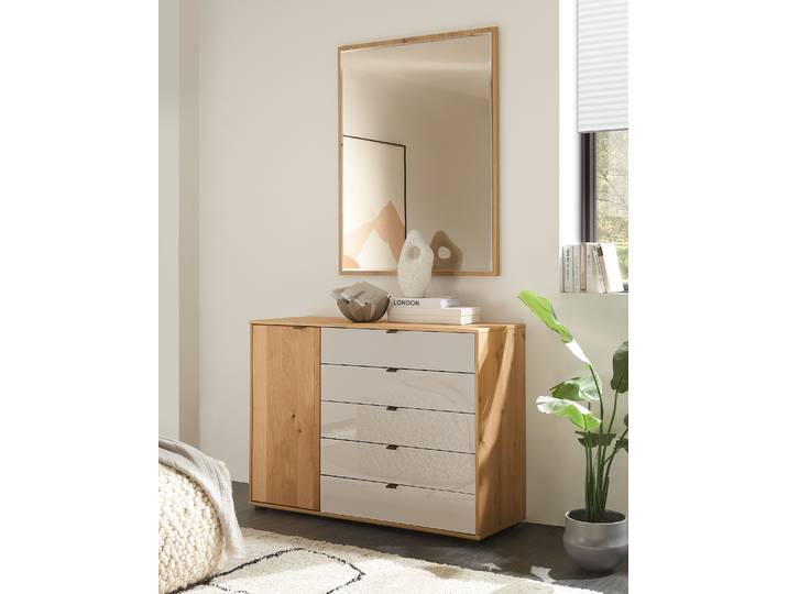 Kommode mit 1 Tür 120 x 86 x 43cm Braun/Beige/Champagner Eiche