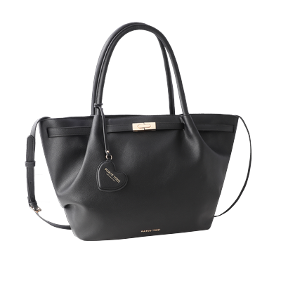 Henkeltasche MARCO TOZZI, Damen, schwarz, Lederimitat, Taschen, Damen Umhängetasche, Schultertasche mit goldfarbener Zierschnalle