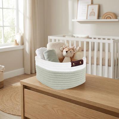 Better Trends Cotton Rope Storage Basket with Handles, Woven Storage Basket for Shelves, Toys, Books, Towels & Home Organization