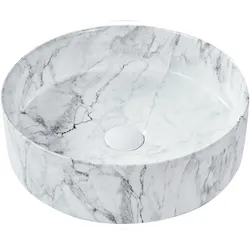 AUFSATZWASCHBECKEN Weißer Marmor 40 cm Keramik Manis