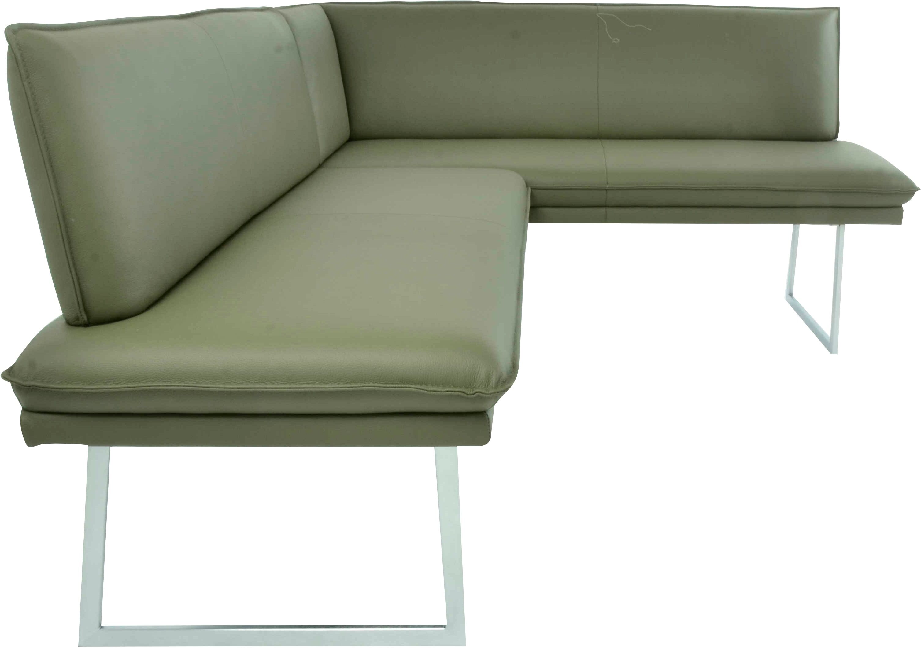 Eckbank K+W KOMFORT & WOHNEN, beige (zypresse), H:86cm T:60cm, Sitzbänke, Eckbank, mit Sattlernaht und schmaler Kufe, langer Schenkel rechts oder links zypresse B/H/T: 86cm x 60cm, Leder Longlife BRONCO, langer Schenkel links