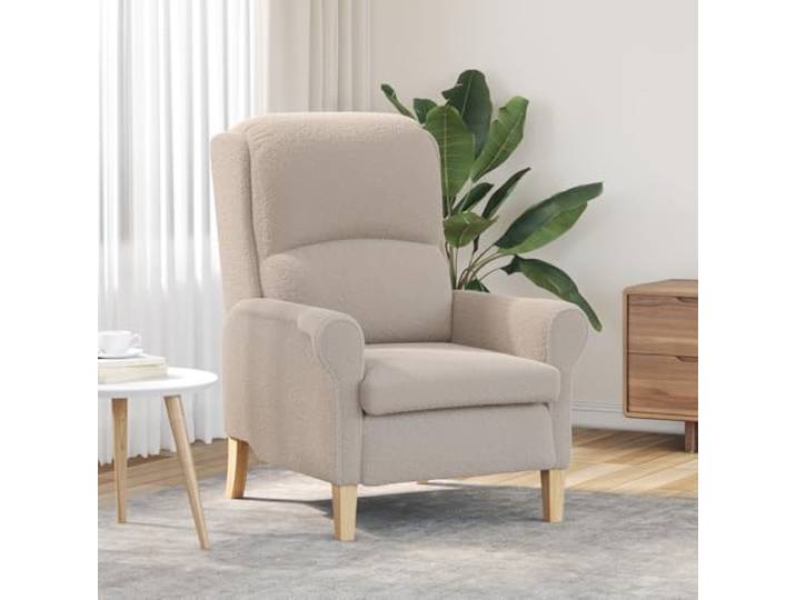 HEFZGDB Ergonomischer Sessel Hellgrau Polyester mit Holzbeinen Moderner Komfortstuhl für Wohnzimmer und Büro Langlebig Stützende Rückenlehne
