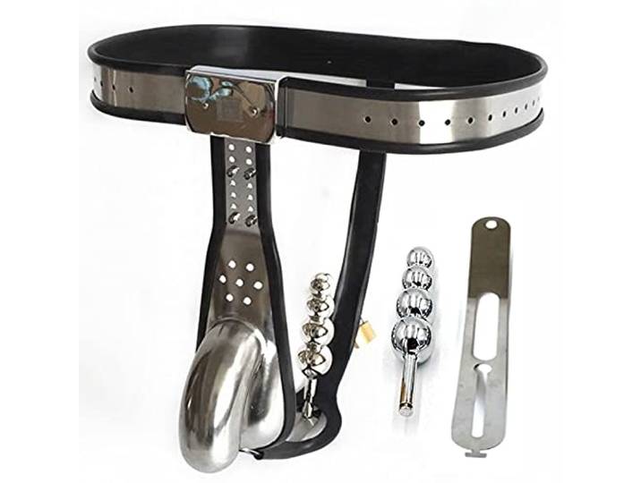 Peniskäfig, Keuschheitsgürtel Mann Extrem Edelstahl Unterhosen Keuschheitskäfig SM Bondage Fetisch Cock Cage Male Keuscheitsguertel Party Geschenk Erwachsene Spiel Sex Spielzeug,Schwarz,90/100cm