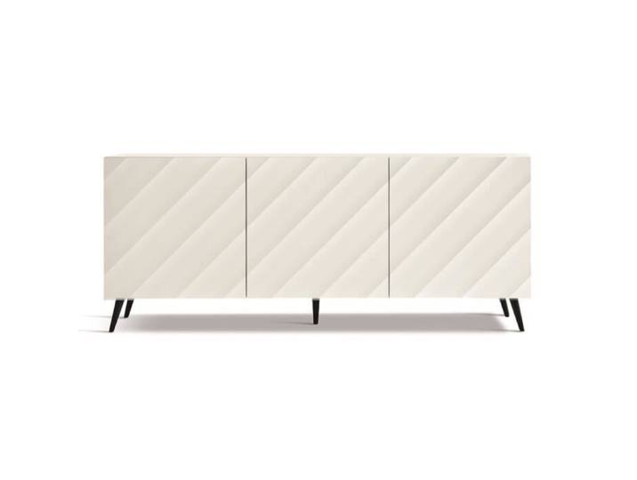 Buffet 3 portes 180 cm avec coque mélaminé blanc KALLA - Meuble de salle de bain - Scandinave - Moderne
