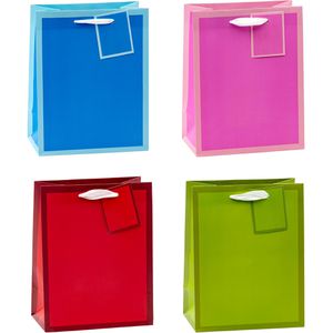 TSI Geschenktüte 86015, Trendfarben Rahmen, Geschenktasche, 18 x 23cm, sortiert, 12 Stück